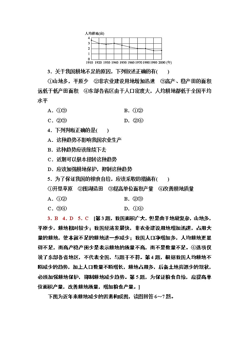 高中地理人教版 (2019) 选择性必修3　课时分层作业6　中国的耕地资源与粮食安全 练习02