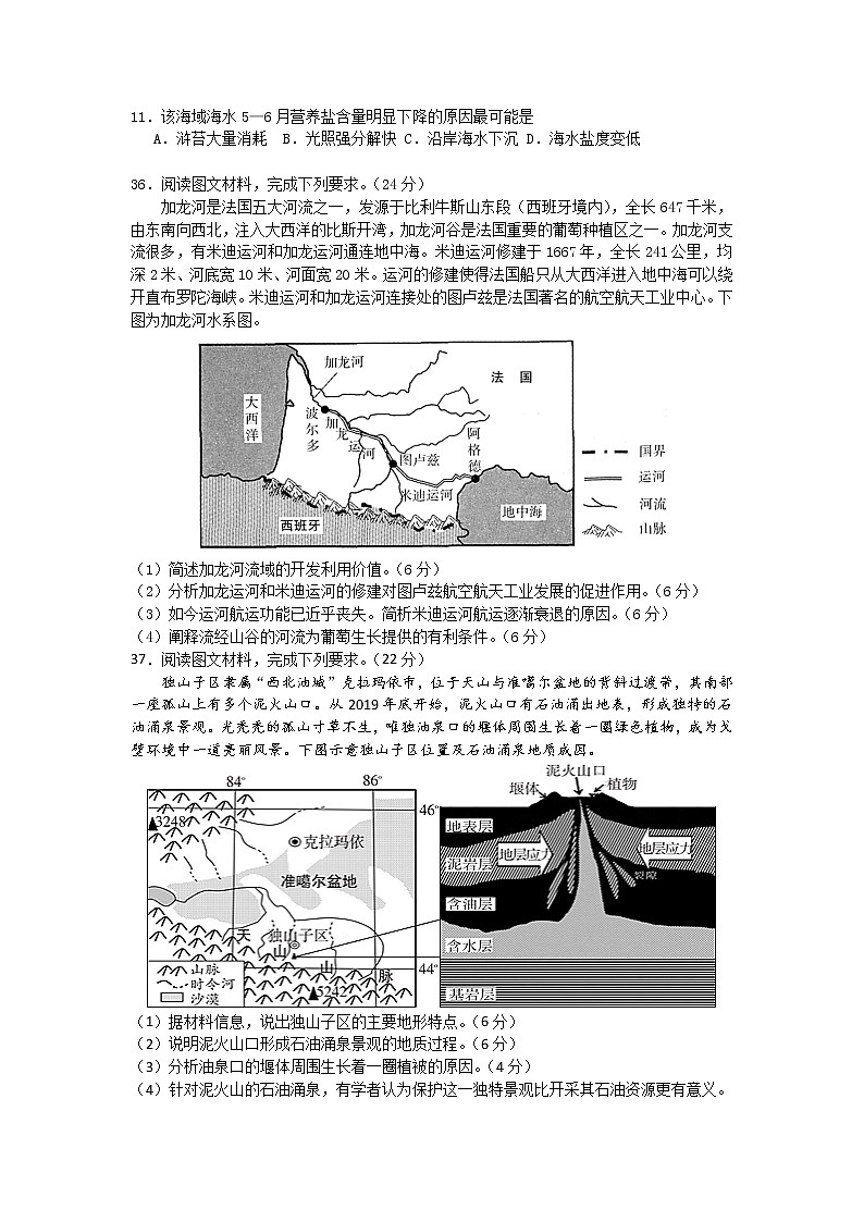 江西省南昌市新建区第一中学2021届高三高考押题卷（一）地理试卷+答案【Word版】第3页