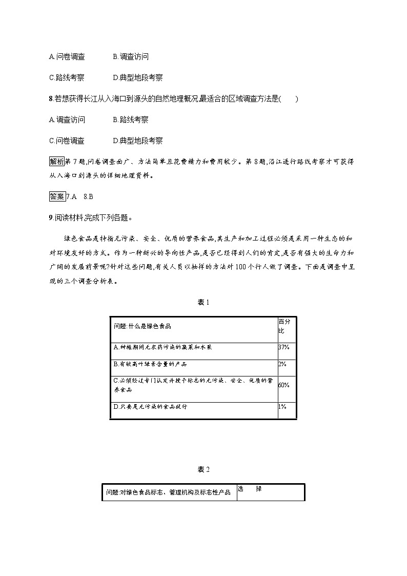 第二单元　单元活动　开展小区域调查 同步练习-鲁教版（2019）选择性必修二高中地理03