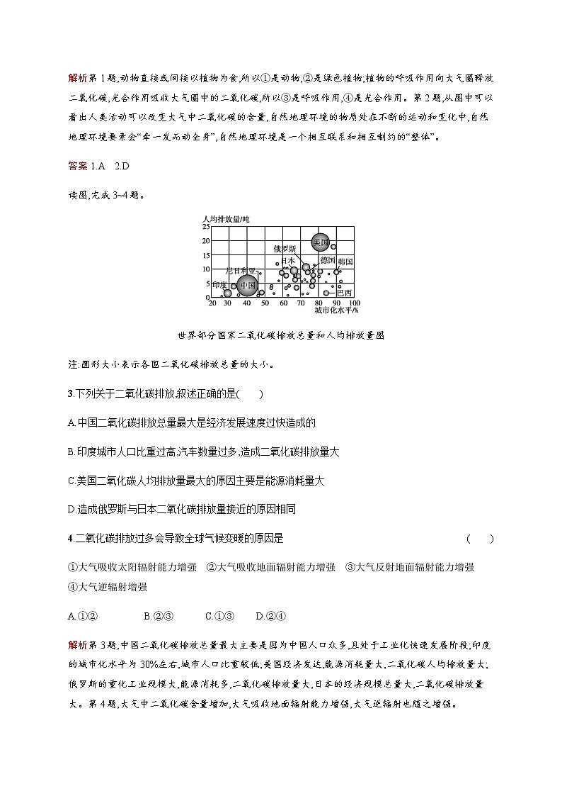 第二单元　第一节　第1课时　碳排放 同步练习-鲁教版（2019）高中地理选择性必修302