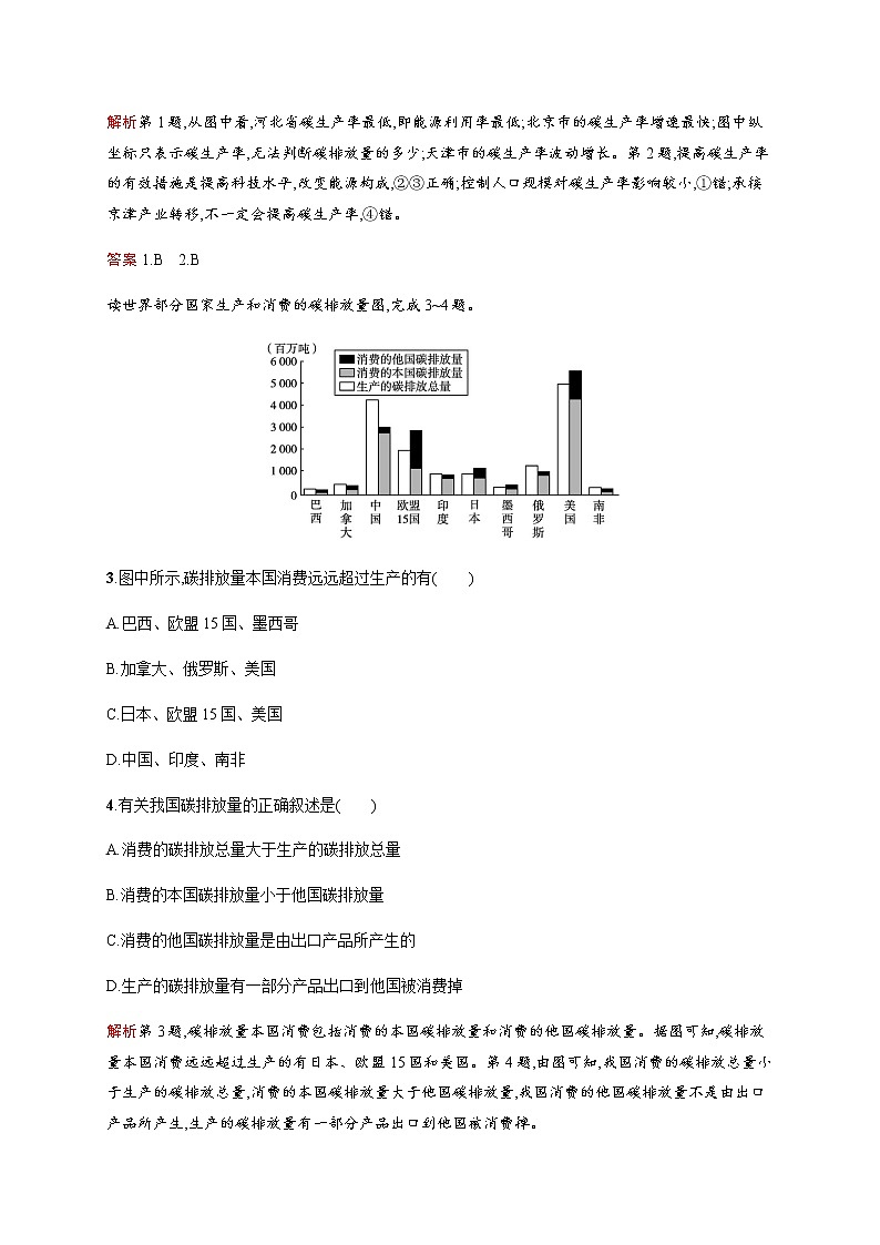 第二单元　第一节　第2课时　碳减排中的国际合作 同步练习-鲁教版（2019）高中地理选择性必修302