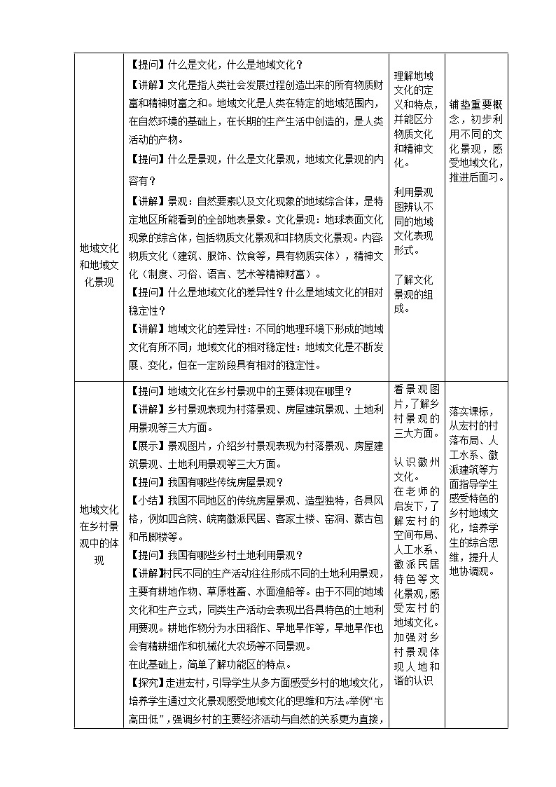 2.2 地域文化与城乡景观-地理同步备课教案（新教材中图版必修第二册）02