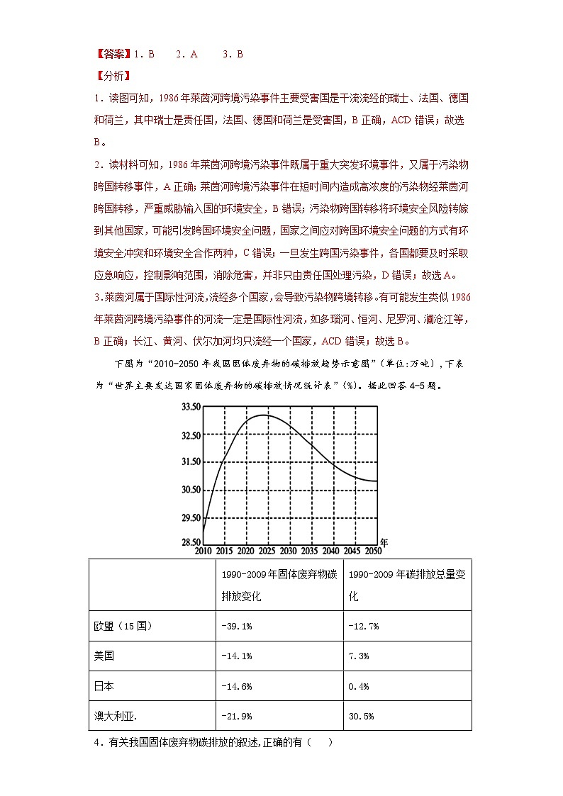 3.2 污染物的跨境转移 习题-中图版（2019）高中地理选修302