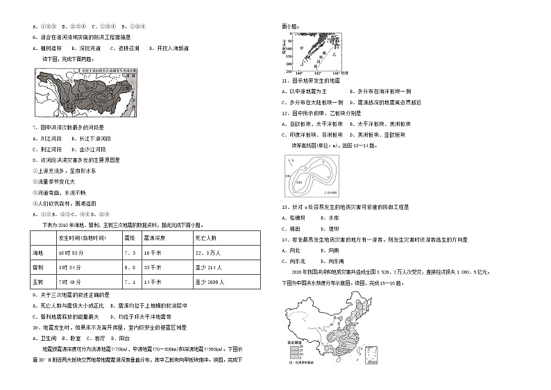 2021年新教材高中地理第六章自然灾害双基训练金卷二新人教版必修第一册2021062213第2页