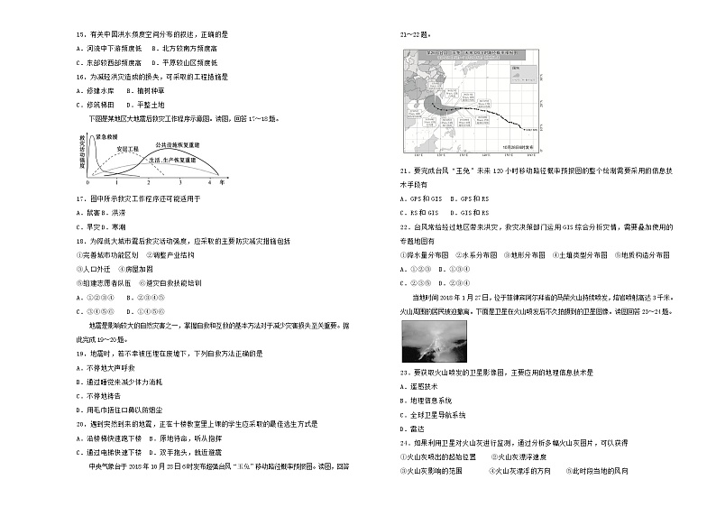 2021年新教材高中地理第六章自然灾害双基训练金卷二新人教版必修第一册2021062213第3页