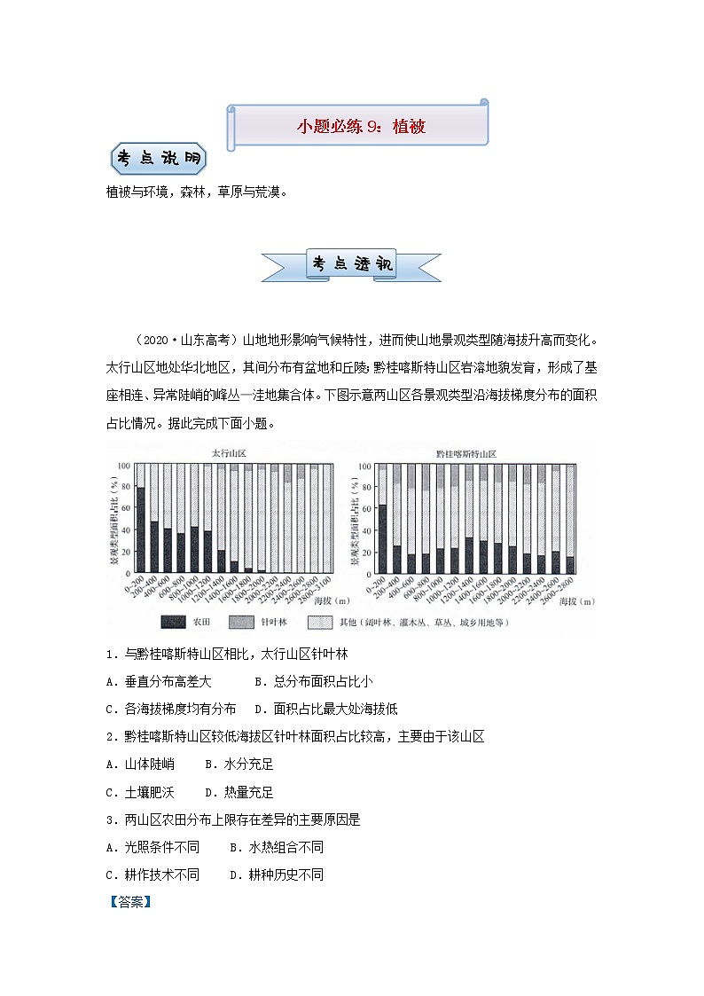 新高考2021届高考地理小题必练9植被 含解析第1页
