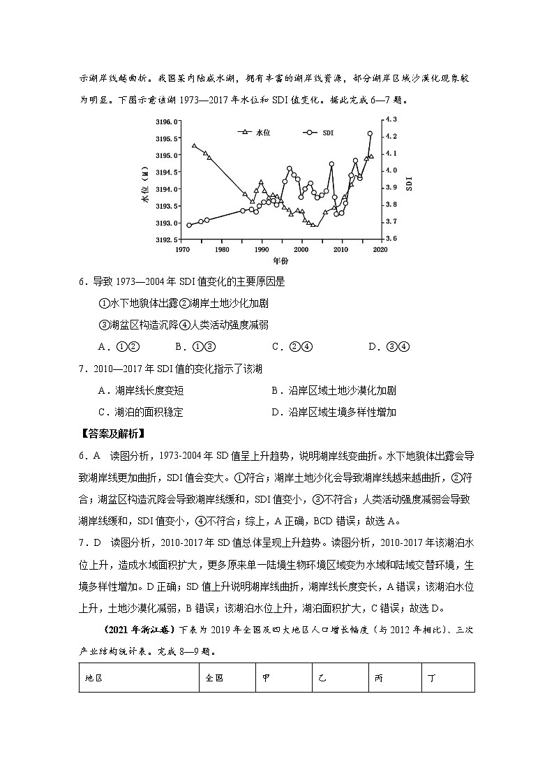 2021年高考地理真题和模拟题分类汇编专题12 区域可持续发展与地理信息技术（含答案解析）03