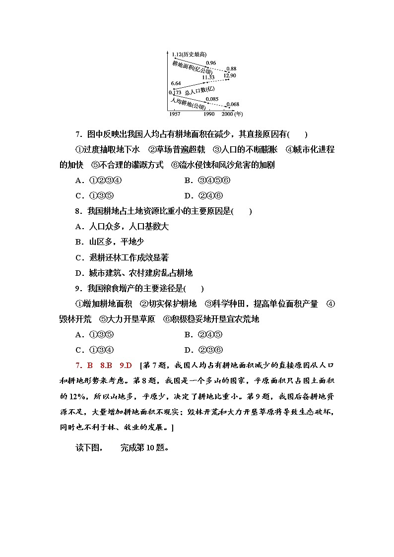 课时分层作业 3 中国耕地资源与粮食安全 同步练习-中图版（2019）高中地理选择性必修303