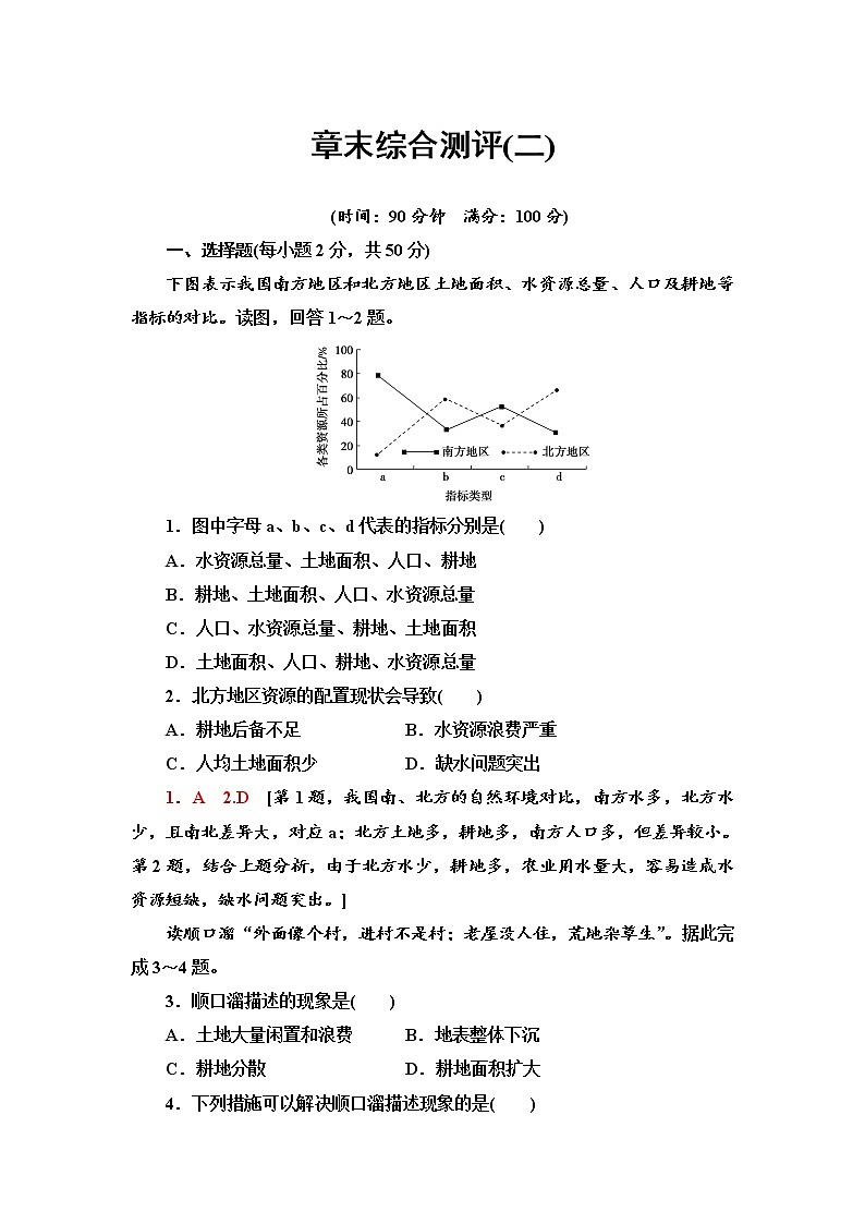 章末综合测评 2 同步练习-中图版（2019）高中地理选择性必修301