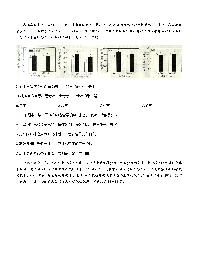 山西省吕梁市2020-2021学年高二下学期期末考试地理试卷 Word版含答案第3页