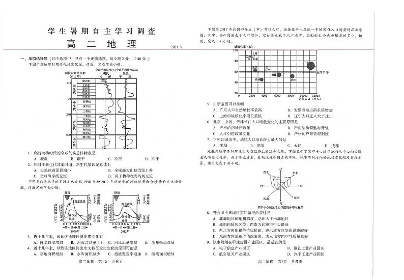 2021-2022学年江苏省常熟市高二学生暑期自主学习调查地理试题 PDF版01