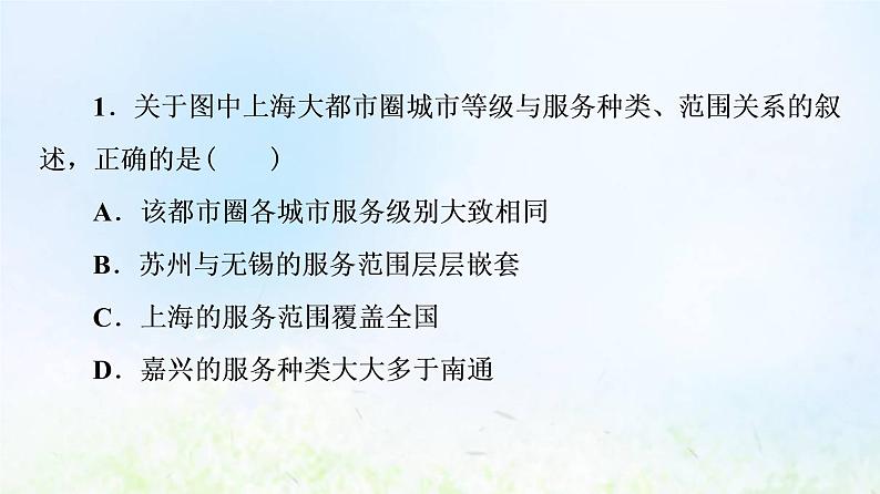 高考地理一轮复习课时质量评价35上海大都市的辐射功能课件中图版03