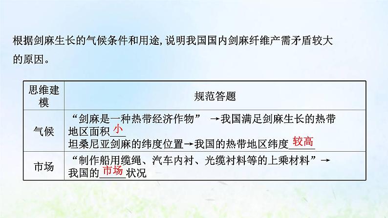 高考地理一轮复习规范答题7农业区位课件新人教版07