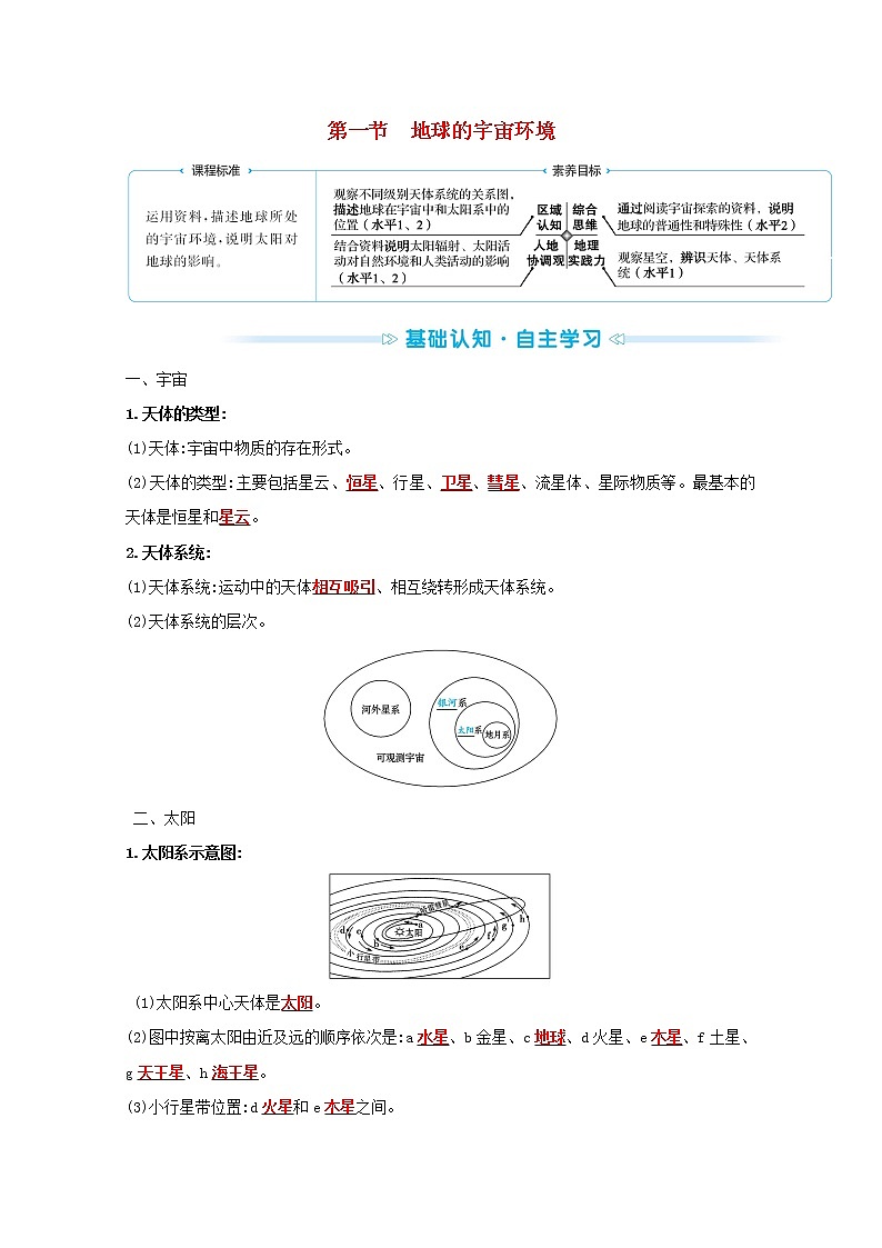 高中地理第一单元从宇宙看地球课件+学案+课时评价+单元评价打包20套鲁教版必修101