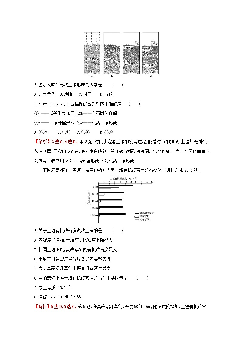 2021_2022学年新教材高中地理第三单元从圈层作用看地貌与土壤第四节分析土壤形成的原因课时评价含解析鲁教版必修1第2页