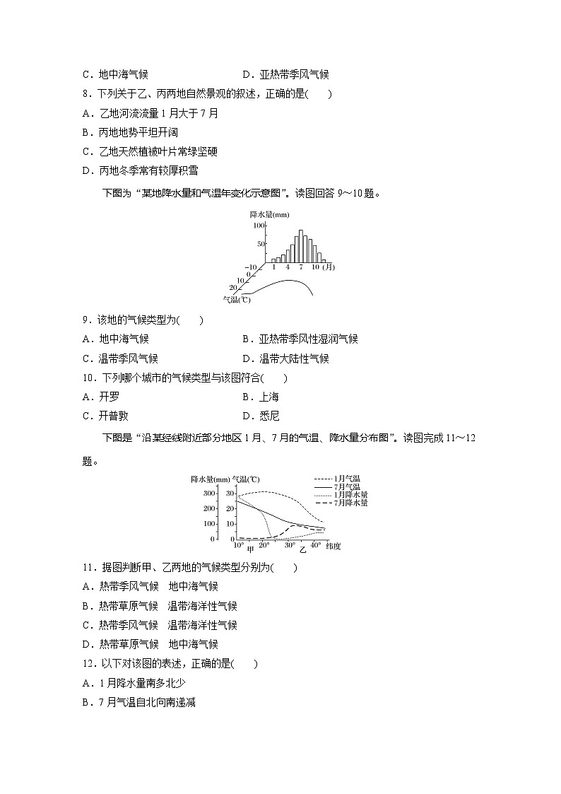 2022届高考地理一轮复习专题练习高频考点22  气候类型的判读（解析版）03