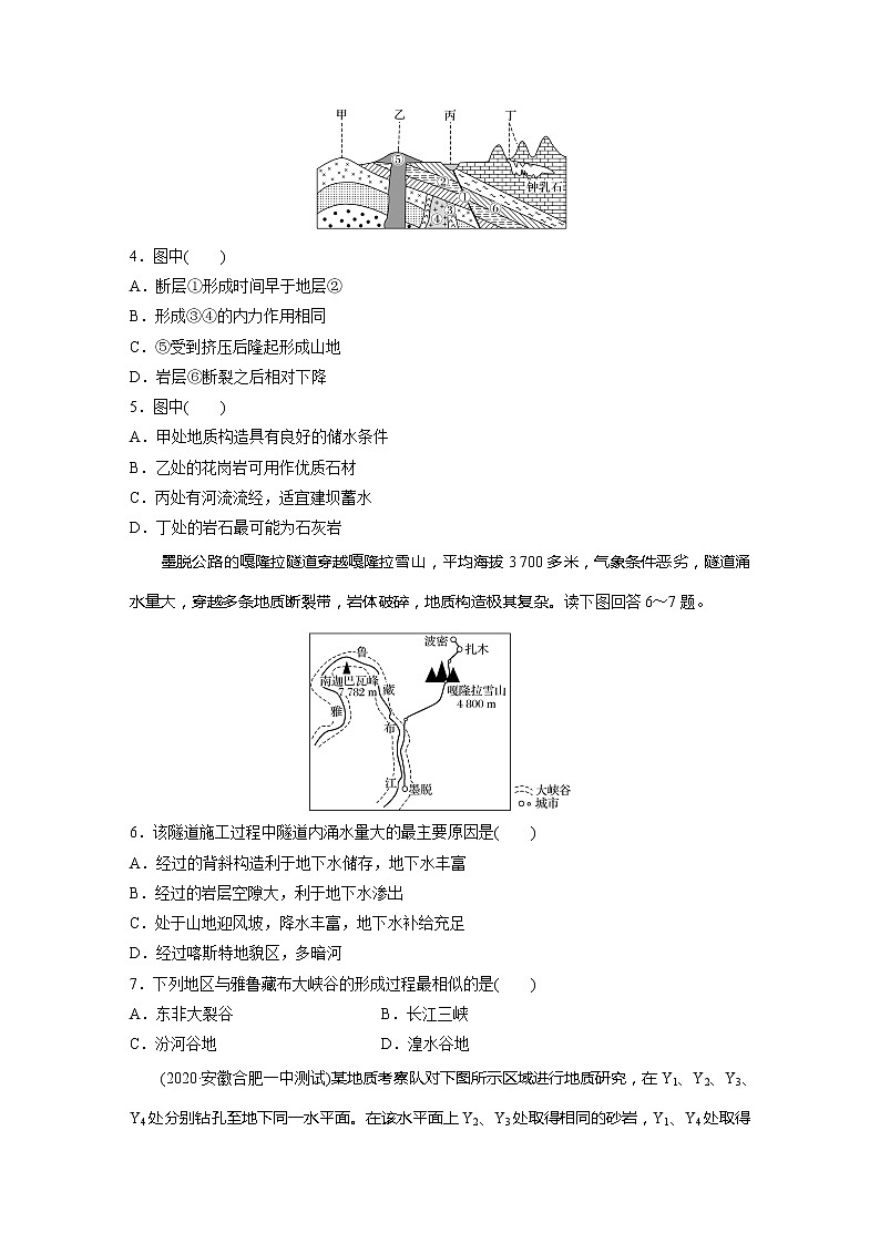 2022届高考地理一轮复习专题练习高频考点33  地质构造（解析版）第2页