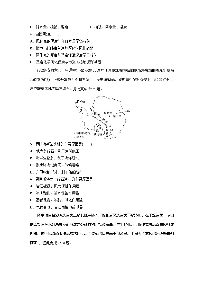 2022届高考地理一轮复习专题练习高频考点35  风化作用（解析版）02