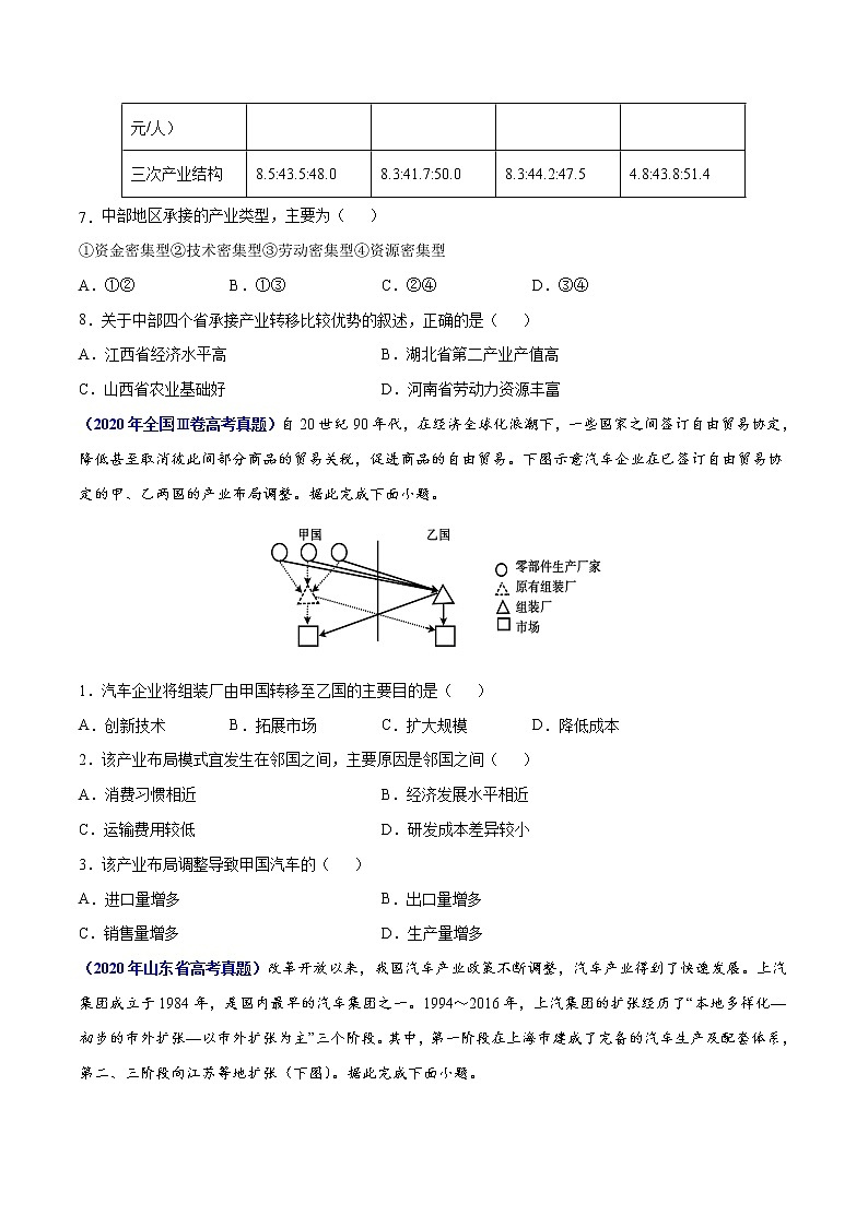 专题16资源的跨区域调配与产业转移-三年（2019-2021）高考地理真题分项汇编（全国通用）（原卷版）第2页