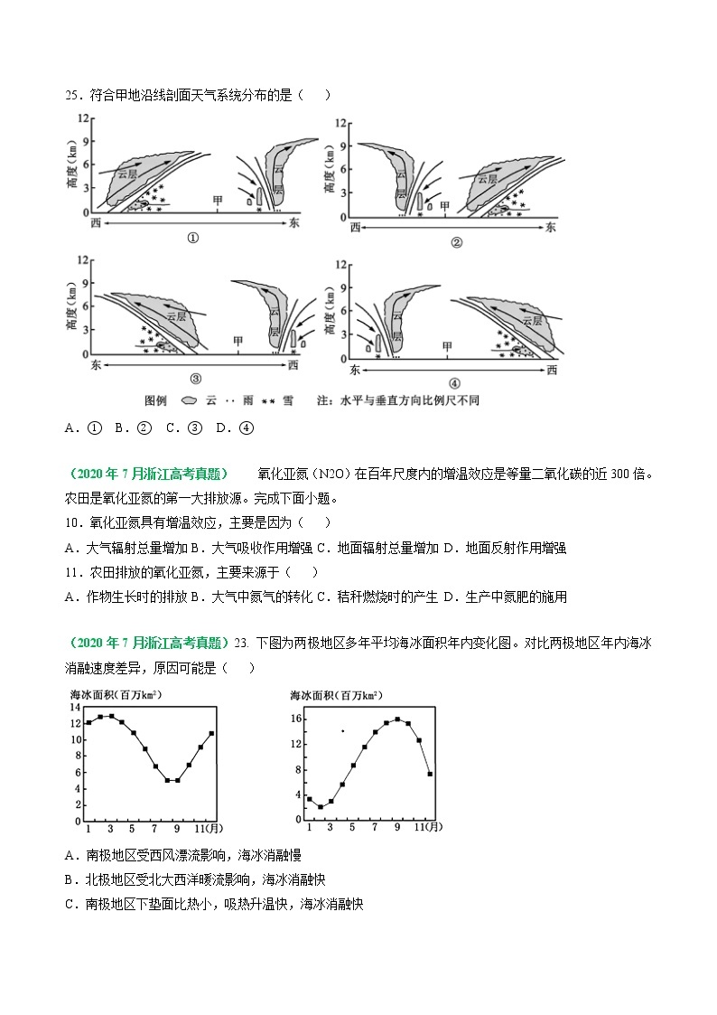 专题02 地球上的大气-五年（2017-2021）高考地理真题分项详解（浙江专用）（原卷版）无答案03