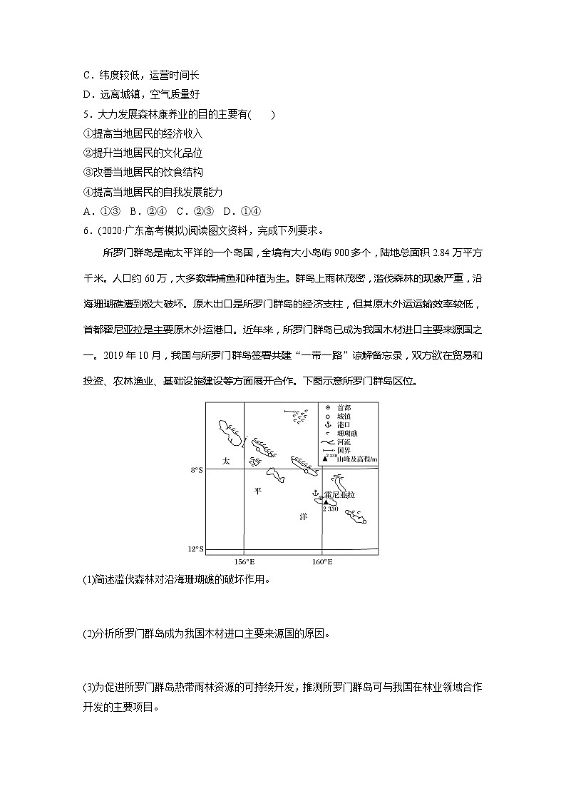 2022届高考地理一轮复习专题练习高频考点68  森林开发与保护（解析版）02