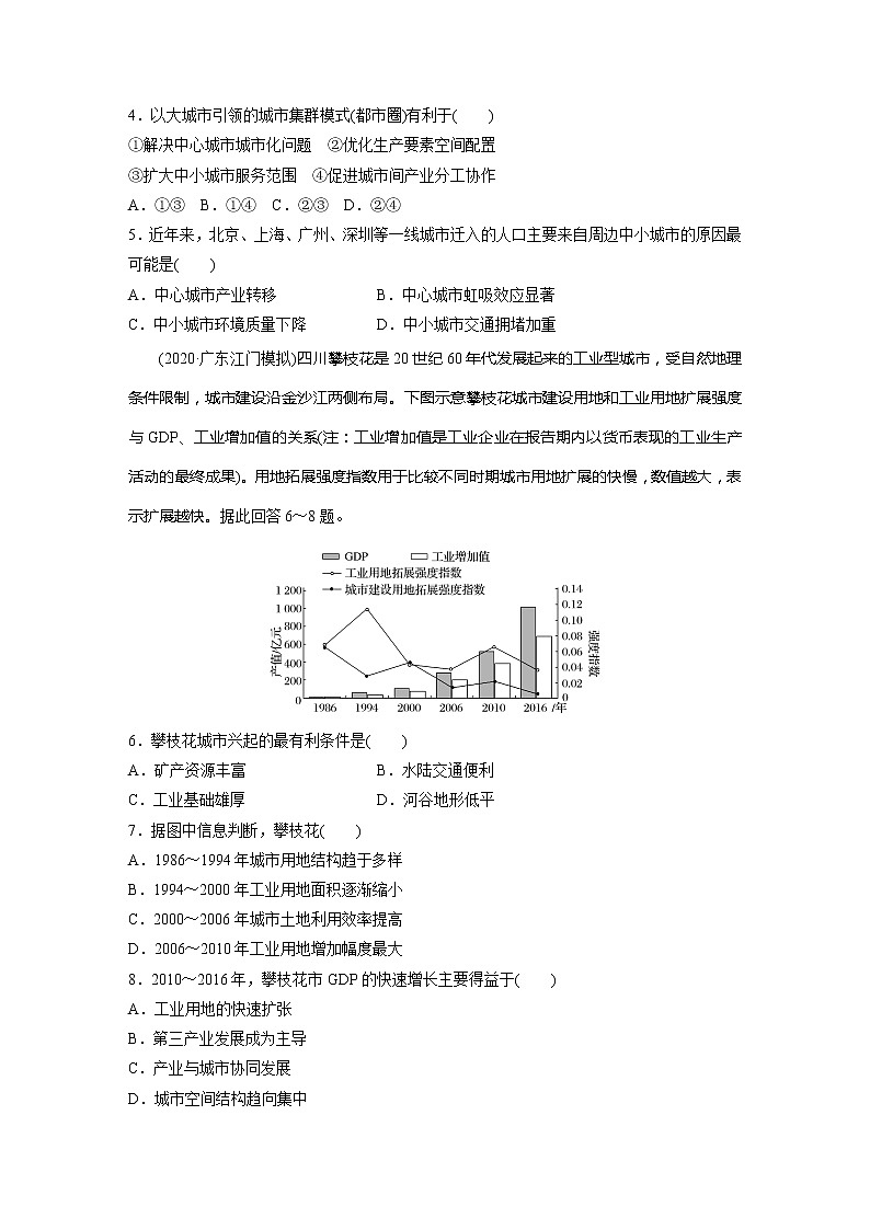 2022届高考地理一轮复习专题练习高频考点73  区域工业化与城市化（解析版）第2页