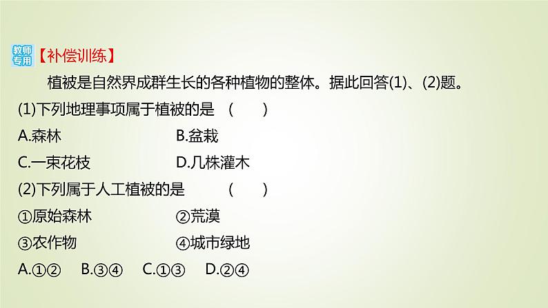 2021-2022学年高中地理新人教版必修第一册 ：课时练习 5.1 植被 课件（42张）第4页