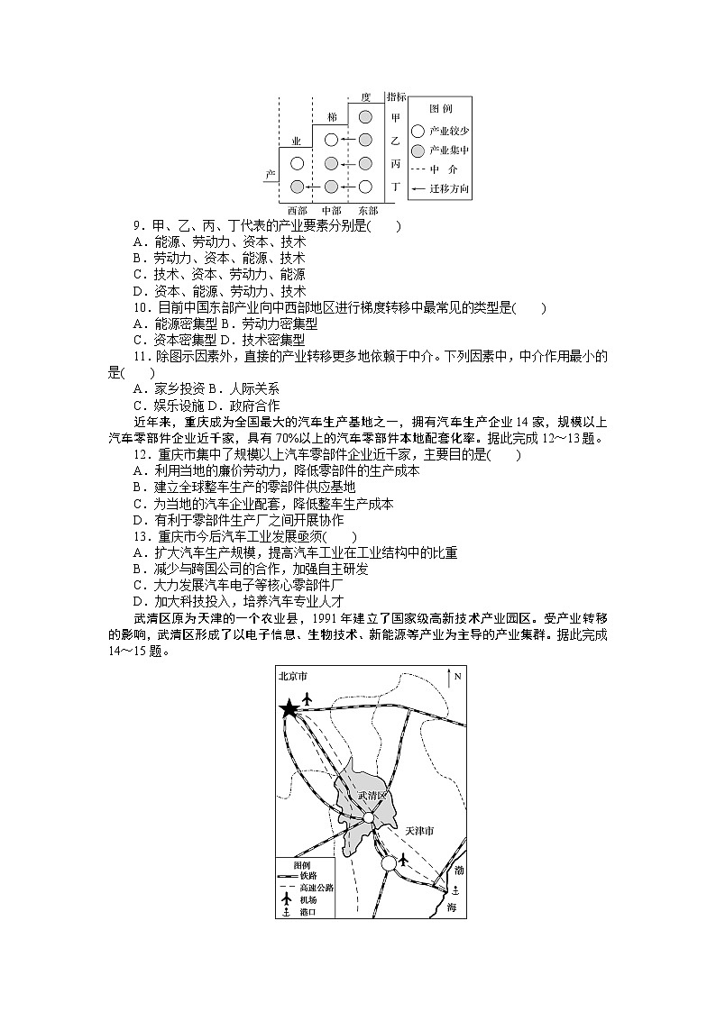 2021-2022学年新教材湘教版地理选择性必修二课时作业3.1　产业转移对区域发展的影响+Word版含答案第2页