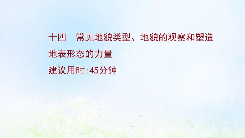 高考地理一轮复习课时作业十四常见地貌类型地貌的观察和塑造地表形态的力量课件新人教版第1页