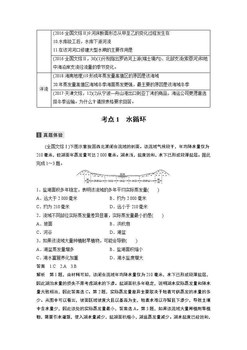 2022届高中地理二轮专题复习高考必练必备 专题三 考点1 水循环学案第2页