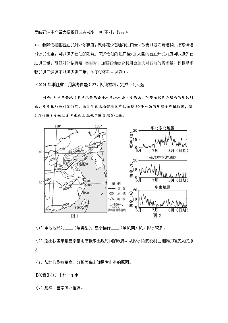 高考（2019-2021）地理试题分项汇编——专题17 中国地理第2页
