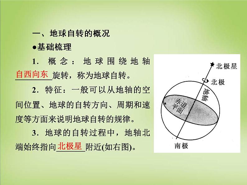 高中地理 第一章 第3节 地球的运动第1课时地球的自转课件 湘教版必修1第8页