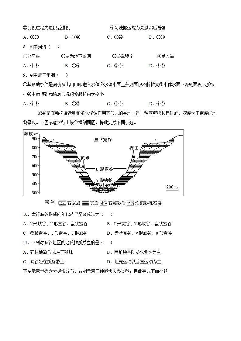 2.2 地表形态的变化 （原卷版）-2021-2022学年高二地理课后培优练（湘教版2019选择性必修1）第3页