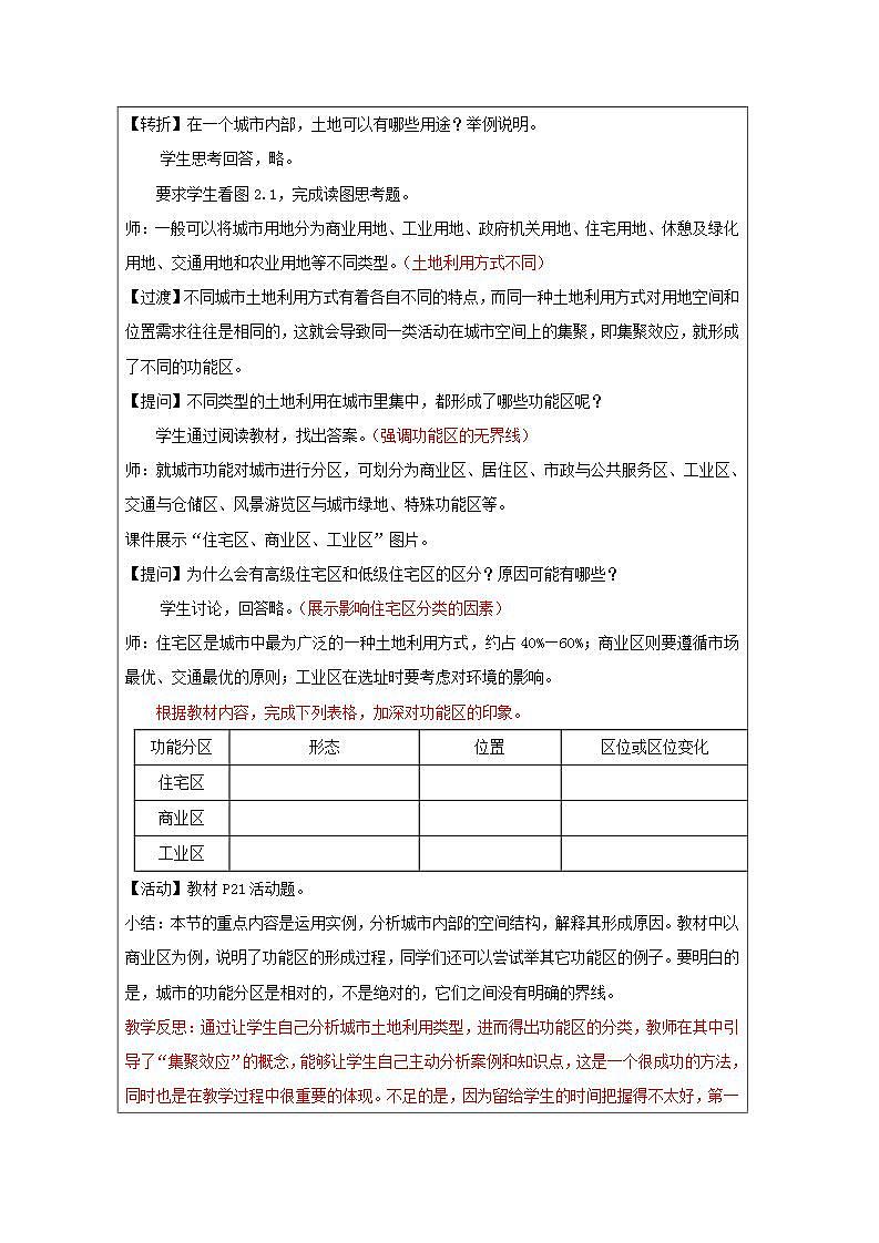 2021_2022学年高中地理第二章城市与城市化第一节城市内部空间结构2教案新人教版必修2第2页