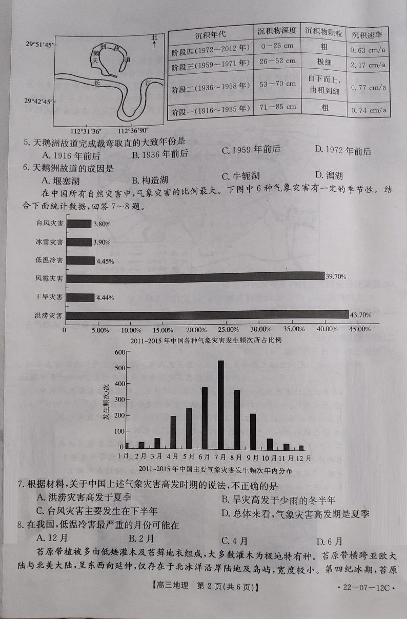 江苏百校联考2022届高三年级第一次考试地理试题第2页