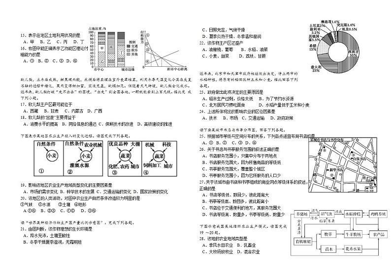 四川省宜宾市叙州区第二中学校高一下学期期中考试地理（理）试卷（Word版，无答案）02