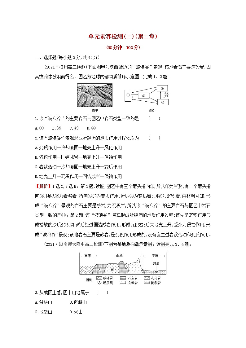 2021_2022学年新教材高中地理第二章地表形态的塑造单元检测含解析新人教版选择性必修第一册第1页