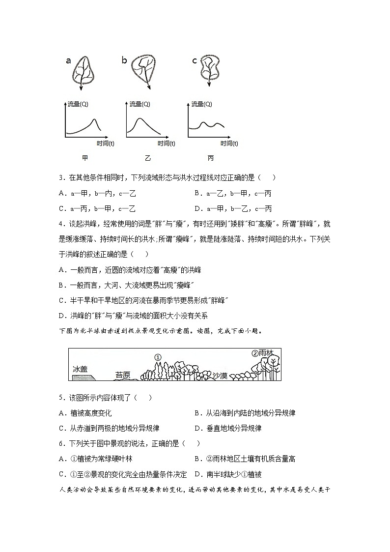 2021-2022学年高二地理第一学期湘教版（2019）选择性必修一第五章自然环境的整体性与差异性第一节自然环境的整体性培优练习02