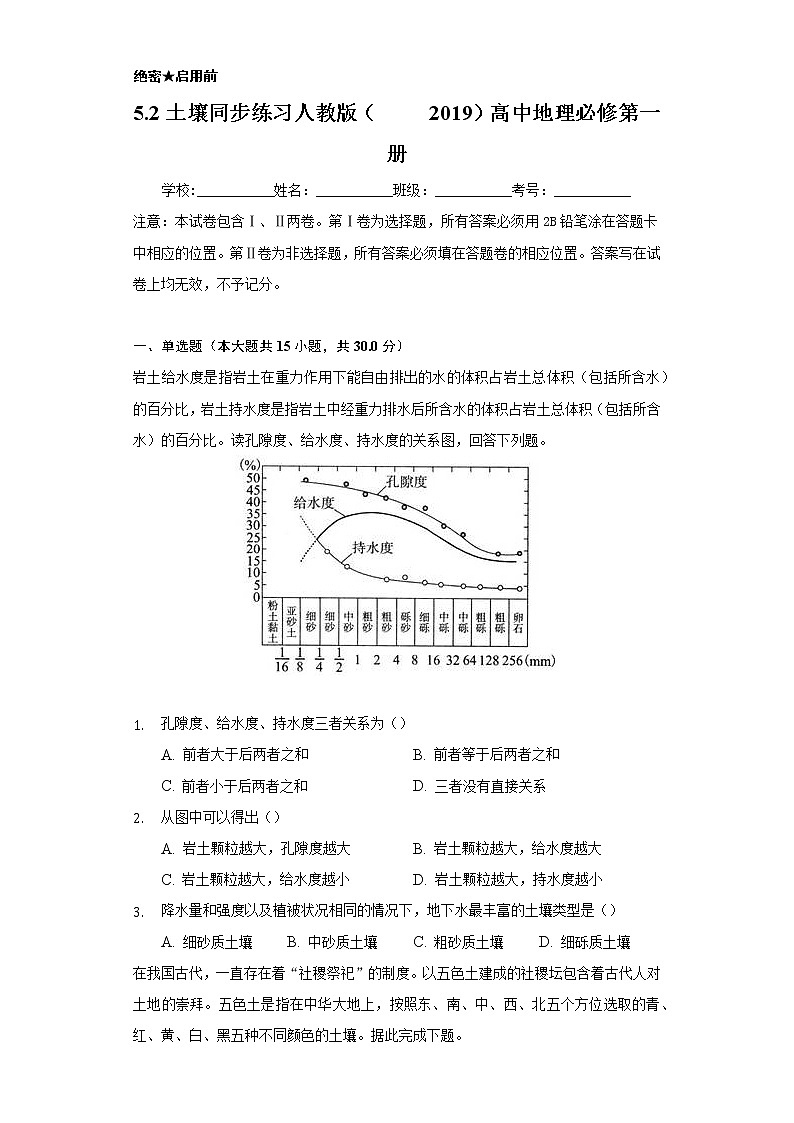 5.2土壤   同步练习   人教版（2019）高中地理必修第一册01