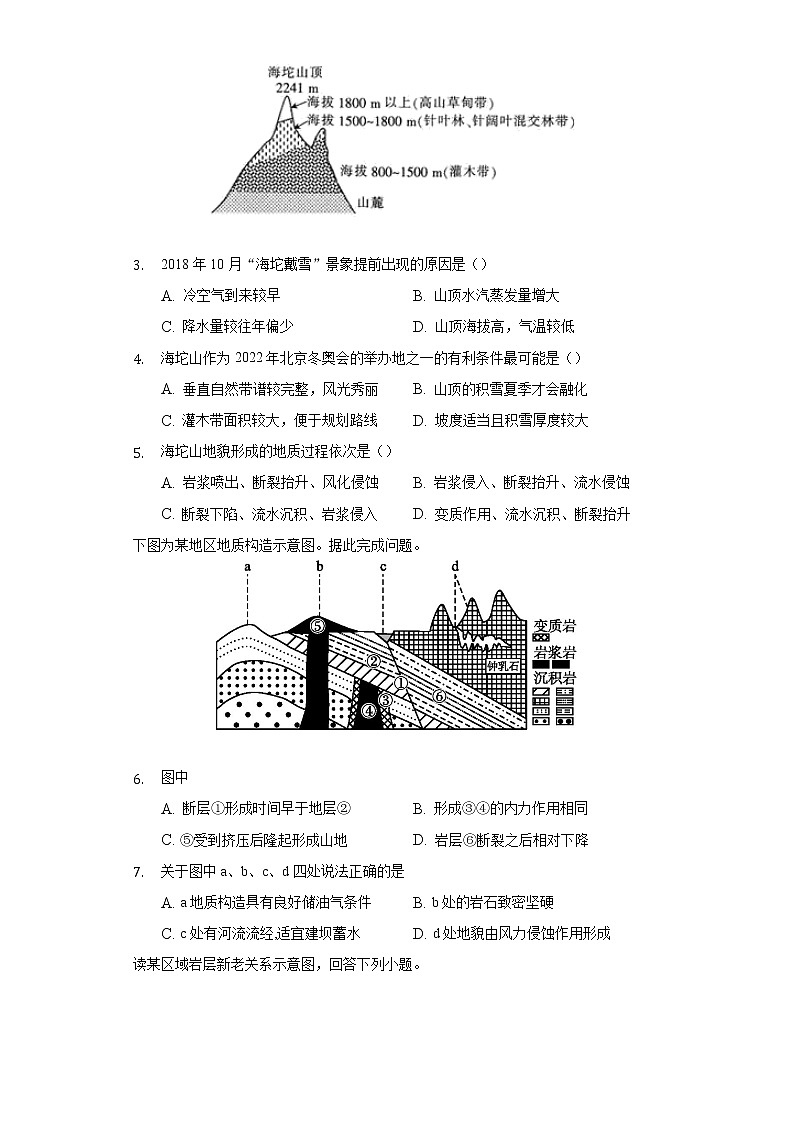 2.2构造地貌的形成 同步练习  人教版（2019）高中地理选择性必修第一册02