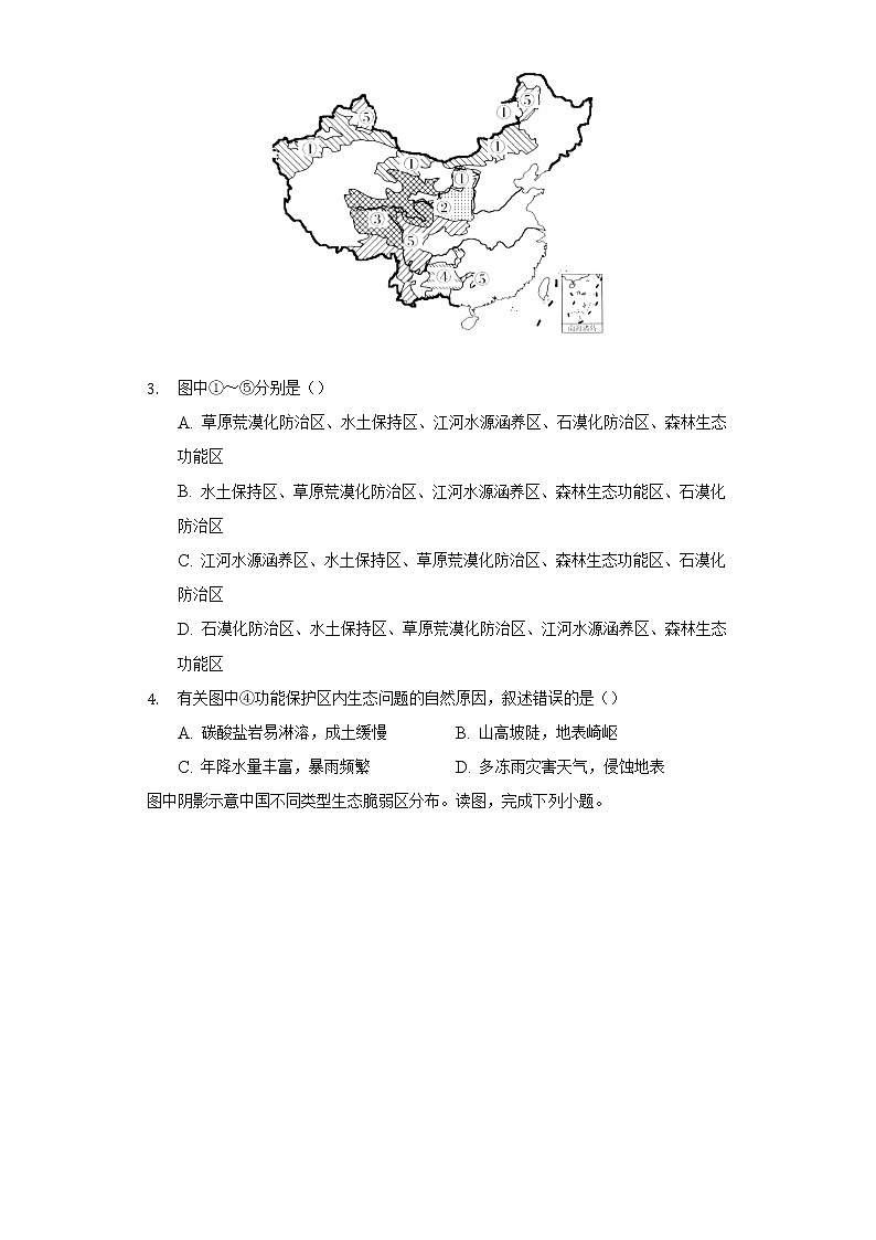2.2生态脆弱区的综合治理 同步练习  人教版（2019）高中地理选择性必修第二册第2页