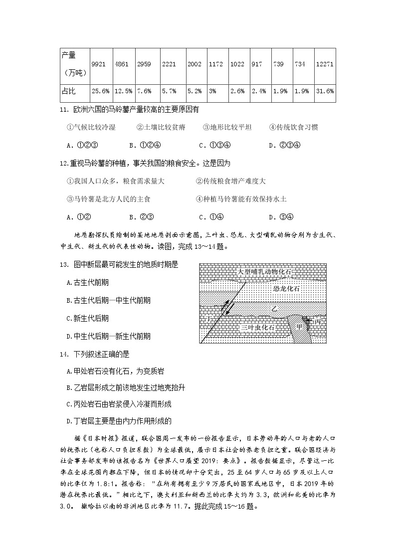 甘肃省兰州市第一中学2022届高三上学期第一次月考（10月）地理试题 含答案03