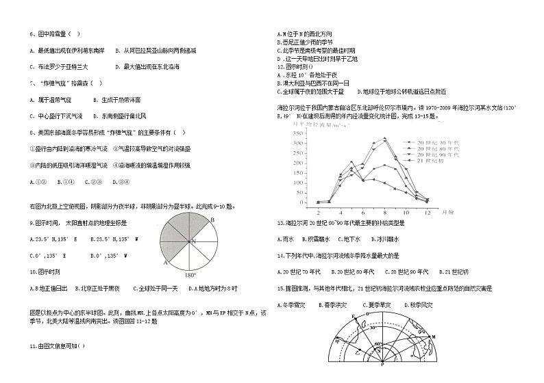 石家庄实验中学 2021-2022-1 学期高二 10 月月考地理试卷第2页