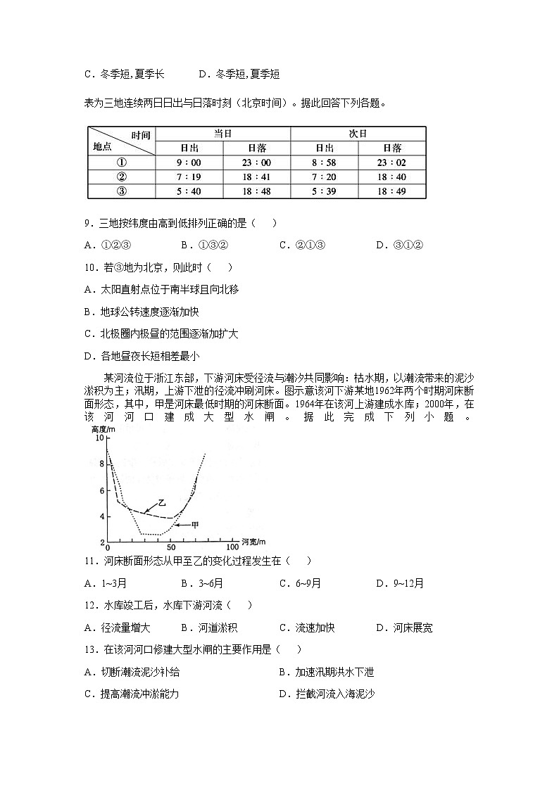 山东省济宁曲阜市第一中学2021-2022学年高二上学期10月月考地理试题 含答案第3页