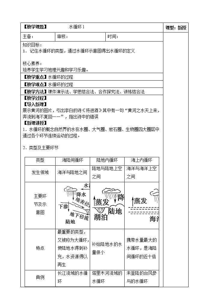 3.1水循环(第一课时)  教案01