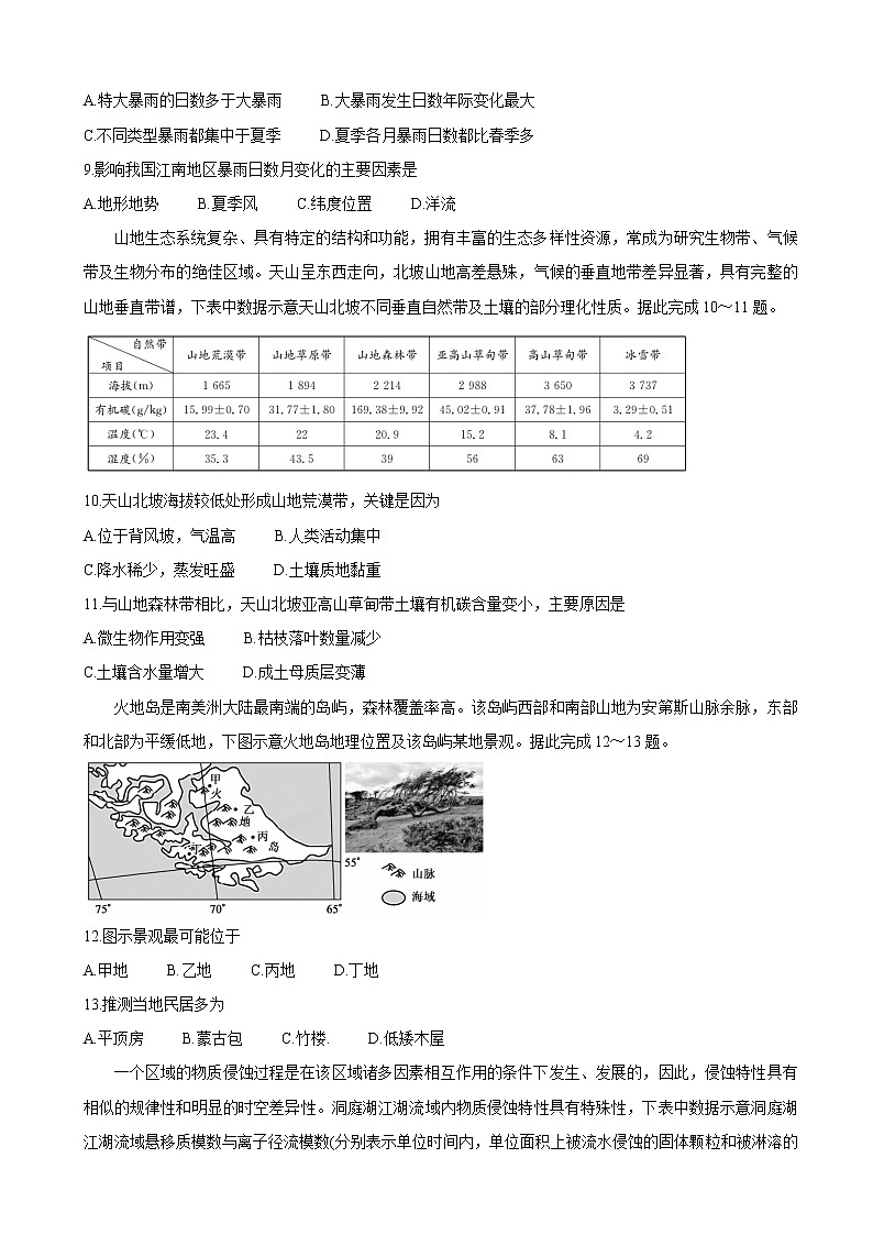 2022届山西省运城市高三上学期10月质量检测地理含答案03