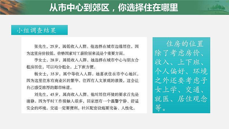 人教版（2019）高中地理必修二第二章 问题研究：从市中心到郊区，你选择住在哪里 课件（13张PPT）第4页