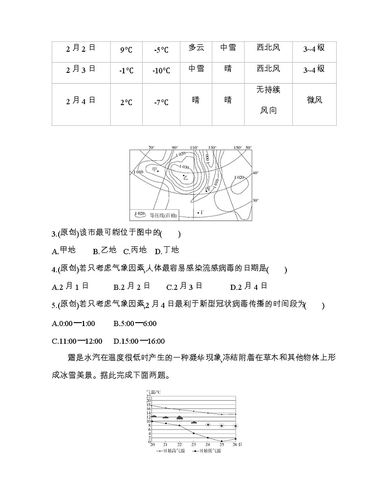 第一节　常见天气系统练习题02
