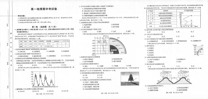 云南省大理市三校2021-2022学年高一上学期期中联考地理试题扫描版含答案01