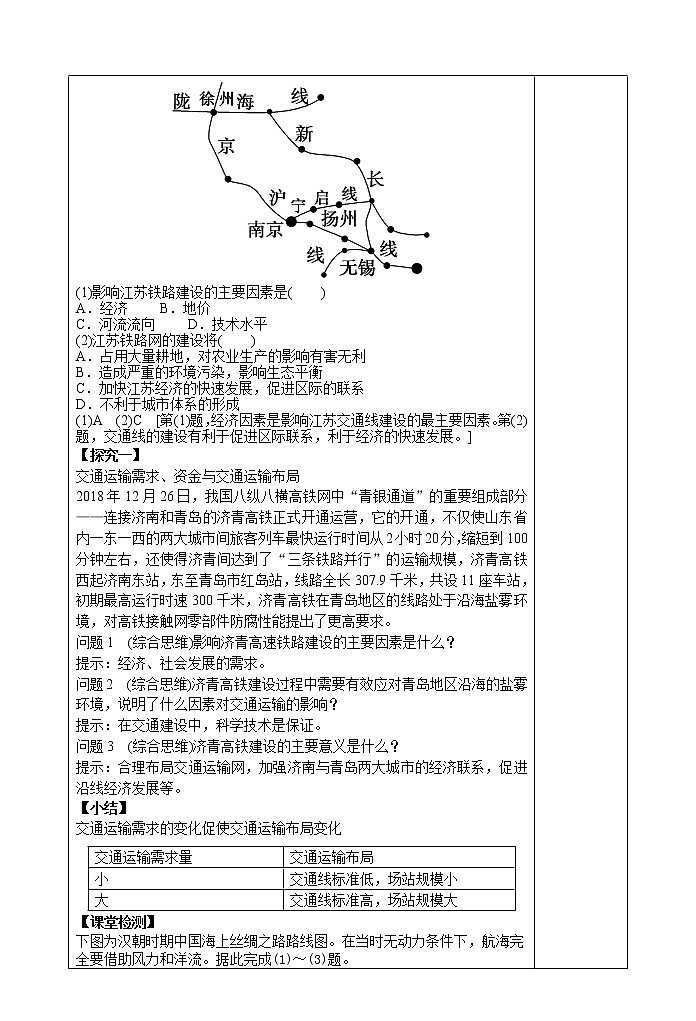 4.1   区域发展对交通运输布局的影响(第二课时)教案02